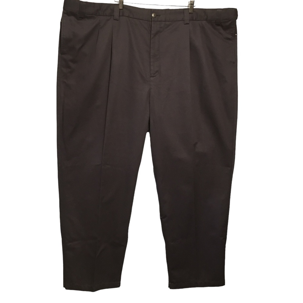 Oakhill adjustable waist brown pants slacks pleated trousers ZIP LEGS 56X32